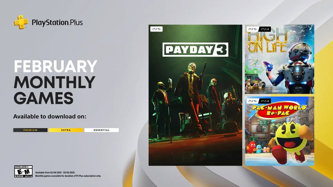 PayDay 3, High on Life и Pac-Man World Re-Pac станут доступны в PS Plus в феврале